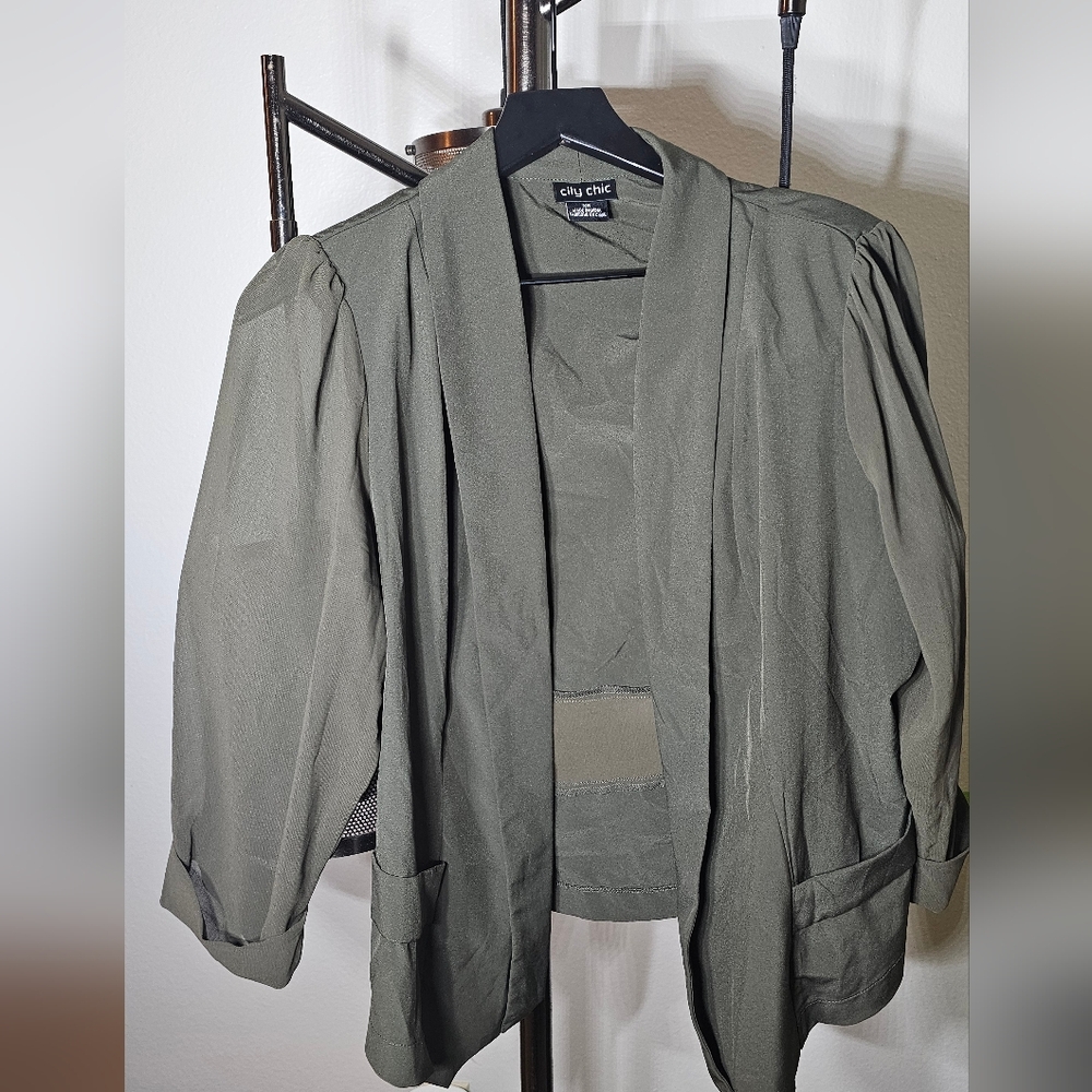 City Chic Olive Green Blazer